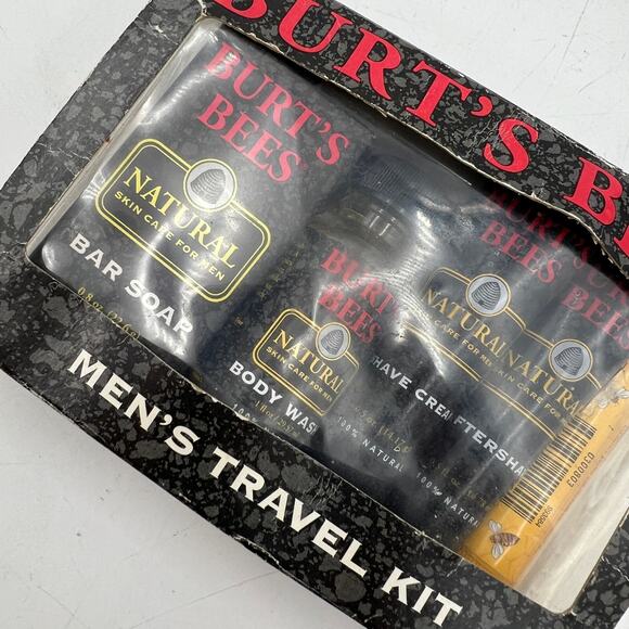 Burt's Bees Men's Travel Kit Aftershave Shave Cream Bar Soap Body Wash Cologne - Picture 2 of 6